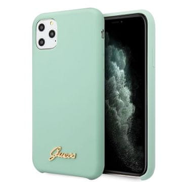 Guess Silikonski ovitek Guess GUHCN65LSLMGG za iPhone 11 Pro Max zelen/zelen, zlat, z vintage logotipom