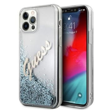 Guess Guess GUHCP12LGLVSBL iPhone 12 Pro Max6,7 modro/modro trdo ohišje z bleščicami in vintage napisom