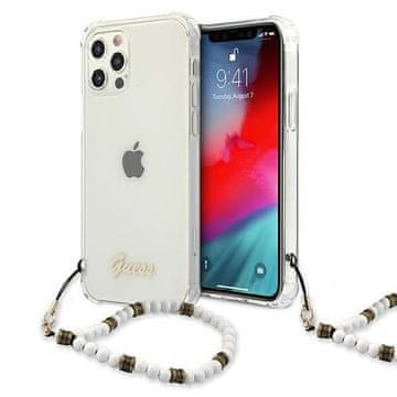 Guess Guess GUHCP12LKPSWH iPhone 12 Pro Max6.7 Prozoren trdi ovitek, biserno bel