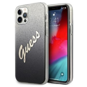 Guess Guess GUHCP12LPCUGLSBK trdi ovitek za iPhone 12 Pro Max 6.7 črn/črn z bleščečim gradientnim skriptom