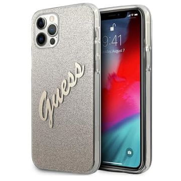 Guess Guess GUHCP12LPCUGLSGO trdi ovitek za iPhone 12 Pro Max 6.7 zlat/zlat z bleščečim gradientnim napisom