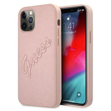 Guess Guess GUHCP12LRSAVSRG iPhone 12 Pro Max6,7 roza trdi ovitek Saffiano Vintage Script