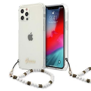Guess Guess GUHCP12MKPSWH iPhone 12/12 Pro 6.1 Prozoren trdi ovitek, biserno bel