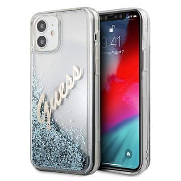 Guess Guess GUHCP12SGLVSBL trdi ovitek za iPhone 12 mini 5,4 modro/modro z bleščečim vintage napisom