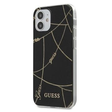 Guess Ovitek za iPhone 12 mini Guess Gold Chain Collection črn