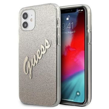 Guess Ovitek Guess z bleščečim gradientnim skriptom in zlatim vzorcem za iPhone 12 mini