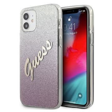 Guess Guess GUHCP12SPCUGLSPI trdi ovitek za iPhone 12 mini 5.4 roza/roza z bleščečim gradientnim skriptom