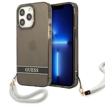 shumee Guess črn prosojni ovitek za iPhone 13 Pro 6.1" s paščkom