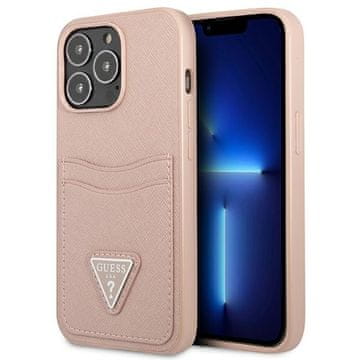 Guess Guess GUHCP13LPSATPP iPhone 13 Pro / 13 6.1 roza trdi ovitek SaffianoTriangle Logo z režo za kartico