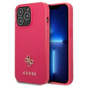 Guess Guess GUHCP13LPS4MF iPhone 13 Pro / 13 6.1 roza trdi ovitek Saffiano 4G z majhnim kovinskim logotipom