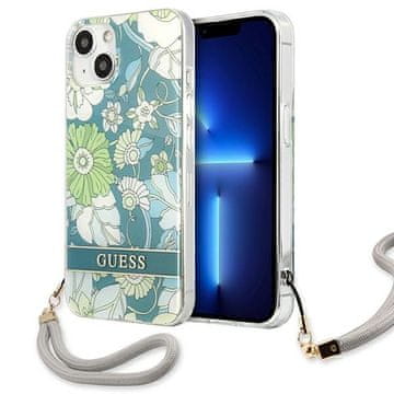 Guess Guess GUHCP13SHFLSN iPhone 13 mini 5.4 trdi ovitek/pašček z vzorcem rože zelene barve