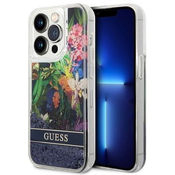1 to 3 Guess Guhcp14Llflsb Iphone 14 Pro 6.1 Modra/Modra Trda Torbica Flower Liquid Glitter