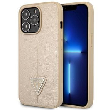Guess Guess GUHCP14LPSATLE trdi ovitek za iPhone 14 Pro 6.1 bež SaffianoTriangle Logo