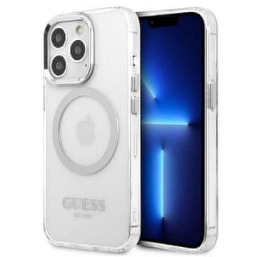 Guess Guess GUHMP13LHTRMS trdi ovitek za iPhone 13 Pro / 13 6.1 srebrn/srebrn, kovinski, z obrobo MagSafe