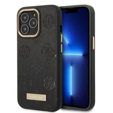 Guess Guess GUHMP13LSAPSTK trdi ovitek za iPhone 13 Pro / 13 6.1 črn/črn z logotipom Peony in MagSafe