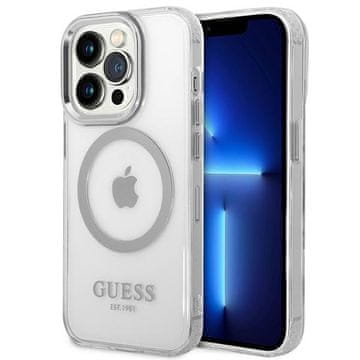Guess Guess GUHMP14LHTRMS trdi ovitek za iPhone 14 Pro 6.1 srebrn/srebrn, kovinski, z obrobo MagSafe