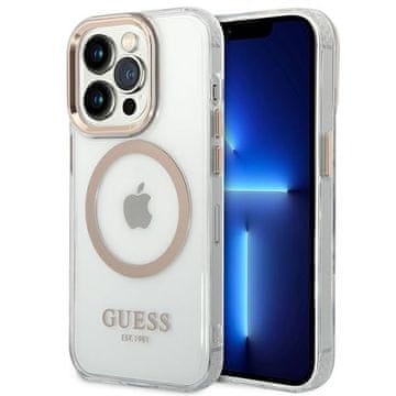 Guess OVITEK GUESS HARD ZA IPHONE 14 PRO MAX 6.7 ZA MAGSAFE GOLD METAL