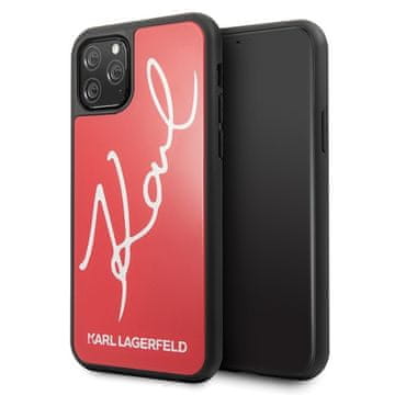Karl Lagerfeld KLHCN58DLKSRE trdi ovitek za iPhone 11 Pro rdeč/rdeč Signature Glitter