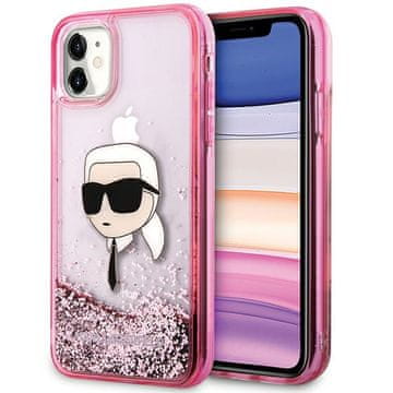 Karl Lagerfeld Ovitek Karl Lagerfeld z bleščečo glavo in roza barvo za iPhone 11
