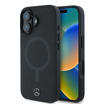 MERCEDES Ovitek za iPhone 16 Mercedes Leather MagSafe črne barve