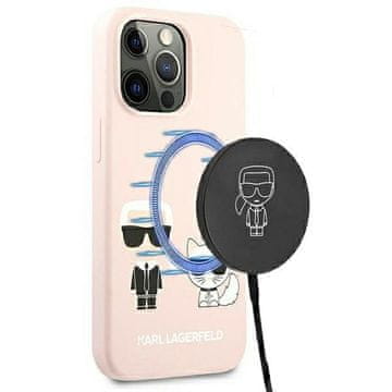 Karl Lagerfeld KLHMP13LSSKCI trdi ovitek za iPhone 13 Pro / 13 6,1" svetlo roza/svetlo roza silikonski Ikonik Karl & Choupette MagSafe