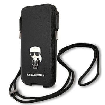 Karl Lagerfeld torbica KLHCP12MOPHKMK6,1" črna/črna trda torbica Saffiano Ikonik Karl`s