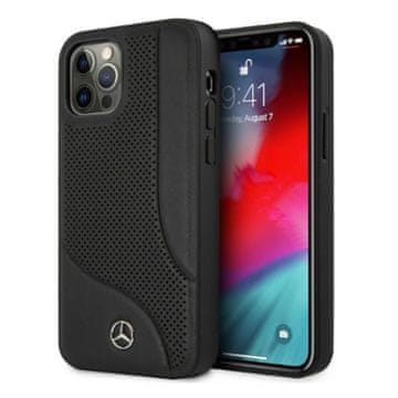 MERCEDES Ovitek za iPhone 12 Pro Max Mercedes usnjen perforiran črn