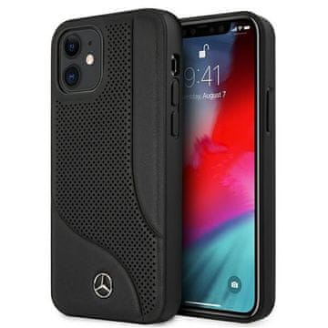 MERCEDES Perforiran usnjen ovitek Mercedes za iPhone 12 mini, črne barve