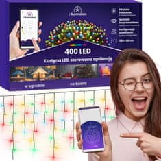 shumee 400 LED svetlobna zavesa - večbarvna - aplikacijsko vodena