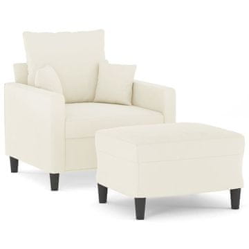 Vidaxl Fotelj s stolčkom za noge krem 60 cm žamet