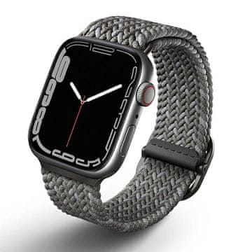 UNIQ Pašček za Apple Watch 44 mm UNIQ Aspen, pleten, siv