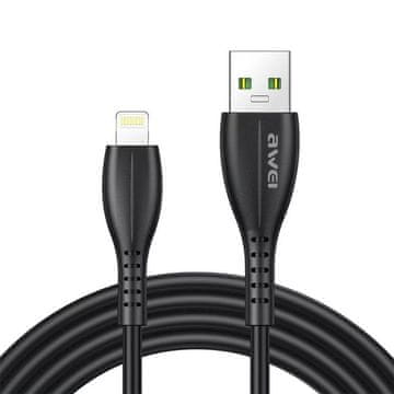 Awei AWEI 1m USB-kabel za hitro polnjenje Lightning, črne barve