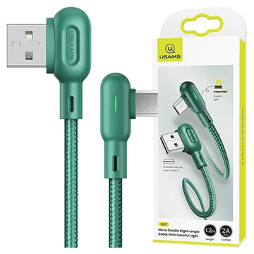 USAMS USAMS MicroUSB kabel 2A 1,2 m kotni u57 zelen/zelen SJ458USB02 (US-SJ458)