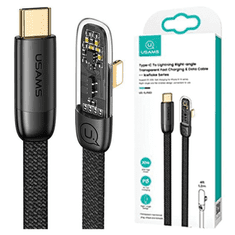 USAMS USAMS kotni kabel za hitro polnjenje USB-C na LightningPD 20W, serija Iceflake, 1,2 m, črna/črna SJ583USB01 (US-SJ583)