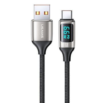 USAMS Pleteni kabel U78 USB-C 1,2 m LED 6A za hitro polnjenje, bel/bel SJ544USB02 (US-SJ544)