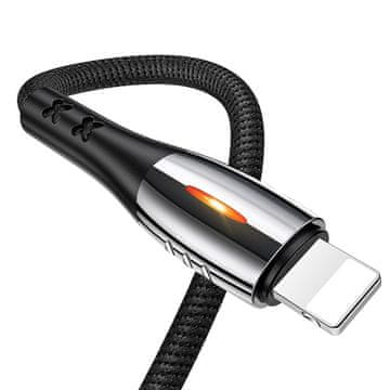 USAMS U-Tone pleteni kabel Lightning 1,2 m Izklop 2A Hitro polnjenje črno/črno SJ344USB01 (US-SJ344)