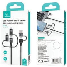USAMS Usams kabel U85 2xUSB-C/USB/Micro-USB/Lightning 6v1 1,2 m 100 W PD hitro polnjenje vijolično/vijolično SJ645USB02 (US-SJ645)