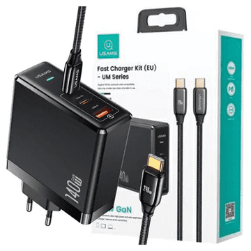 USAMS USAMS 2XUSB-C 1XUSB STENSKI POLNILEC ZA TELEFONE PD 140W HITRO POLNJENJE