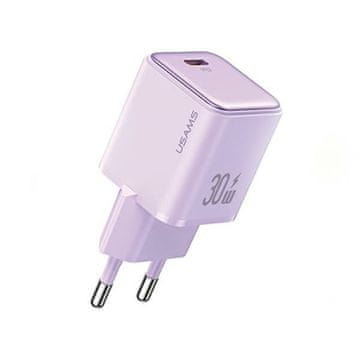 shumee 30W USAMS Power Delivery USB-C stenski polnilnik vijoličen