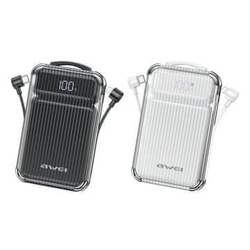 shumee Prenosna baterija AWEI P89K 10000mAh 38,5 W s kabli PD/Lightning, črna