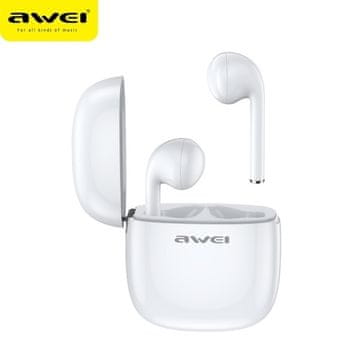 shumee Bluetooth 5.0 TWS slušalke AWEI T28 s priklopno postajo bele barve
