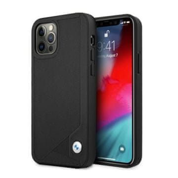 Bmw Ovitek BMW BMHCP12LRCDPK za iPhone 12 Pro Max6.7 črn/črn trdi usnjen vtisnjen ovoj