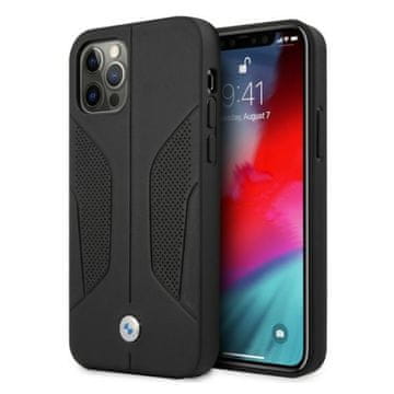 Bmw Ovitek BMHCP12MRSCSK za iPhone 12/12 Pro 6,1" črn/črn trdi usnjen ovoj s perforiranimi stranicami