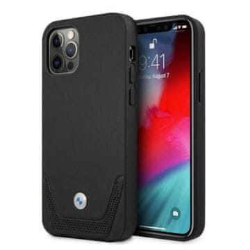 Bmw BMHCP12MRSWPK iPhone 12/12 Pro 6,1" črn trdi ovitek iz perforiranega usnja