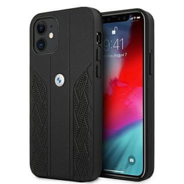 Bmw Ovitek BMHCP12SRSPPK za iPhone 12 mini 5.4" črn/črn trdi usnjen ukrivljen perforiran ovitek