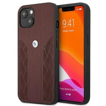 Bmw Ovitek BMHCP13SRSPPR za iPhone 13 mini 5.4 rdeč/rdeč trdi usnjen ukrivljen perforiran