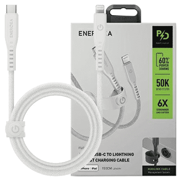 shumee Energea Flow USB-C - LightningC94 MFI kabel 1,5 m bel/bel 60W 3A PD hitro polnjenje