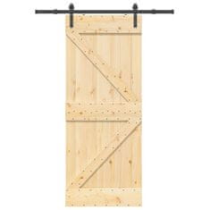 shumee vidaXL Drsna vrata s kompletom vodil 85x210 cm trdna borovina