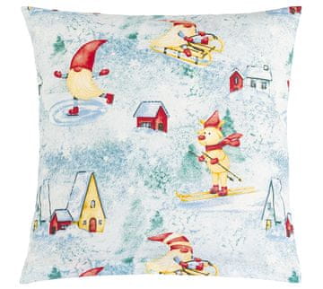 Bombažna prevleka - Božič - 40x40 cm - Škrat na drsalkah