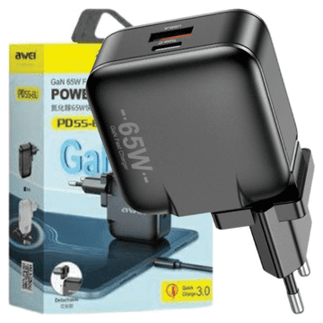 Awei AWEI USB-C POLNILEC 65W ZA MACBOOK AIR PRO XPS 13 15 HITRO POLNJENJE